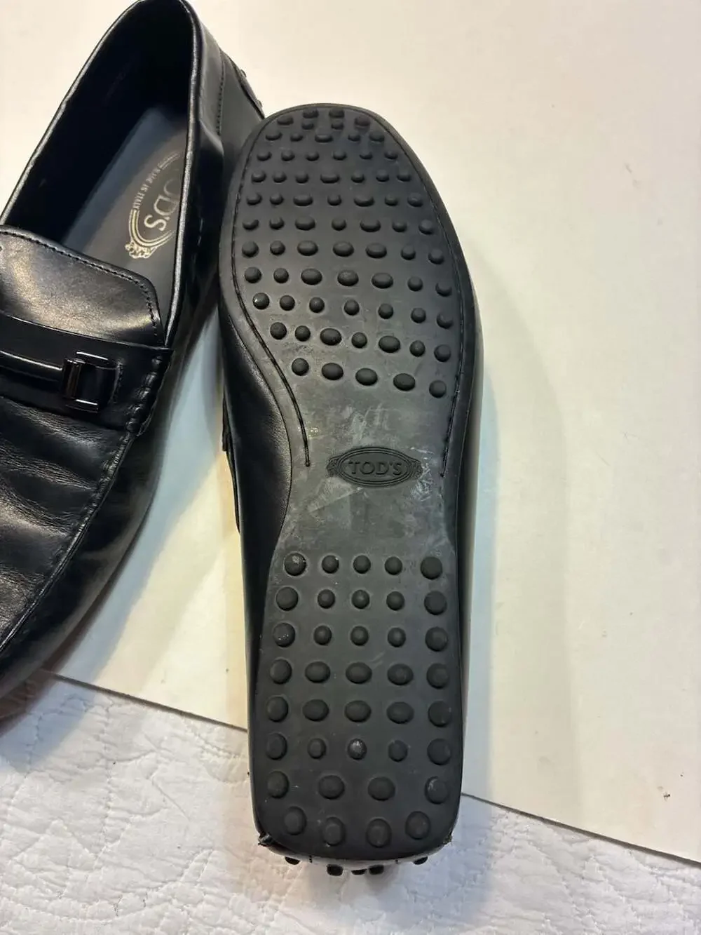 Tod's Black Leather Logo-Embossed Metal Bit Driving Loafers
